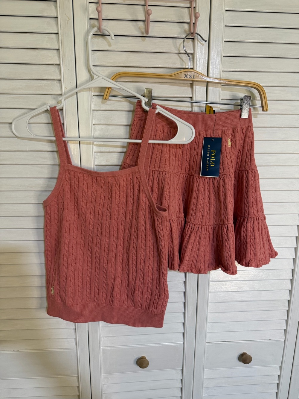 Polo by Ralph Lauren Rose Cable-Knit Tank & Tiered Skirt Set
